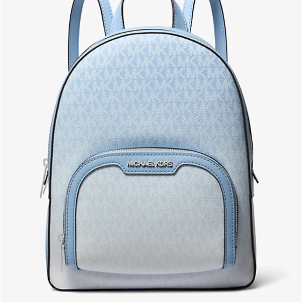 MICHAEL KORS Jaycee Medium Ombré Signature Logo Backpack Light Sky NWT